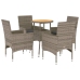 Set de comedor jardín 5 pzas con cojines ratán PE acacia gris