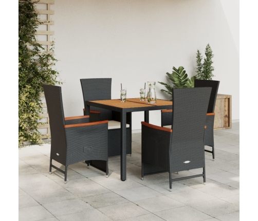 Set de muebles jardín 5 pzas con cojines ratán sintético negro