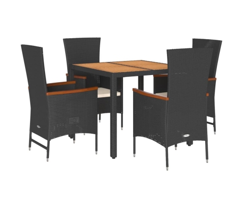 Set de muebles jardín 5 pzas con cojines ratán sintético negro