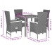 Set de muebles jardín 5 pzas con cojines ratán sintético negro