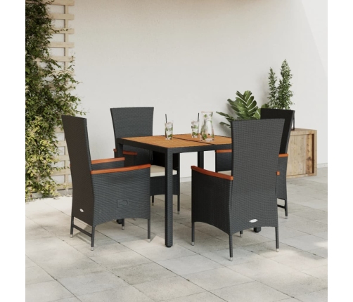 Set de muebles jardín 5 pzas con cojines ratán sintético negro