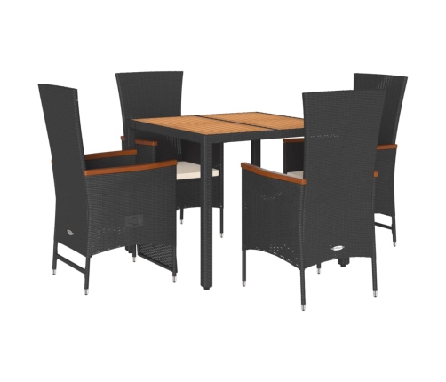 Set de muebles jardín 5 pzas con cojines ratán sintético negro