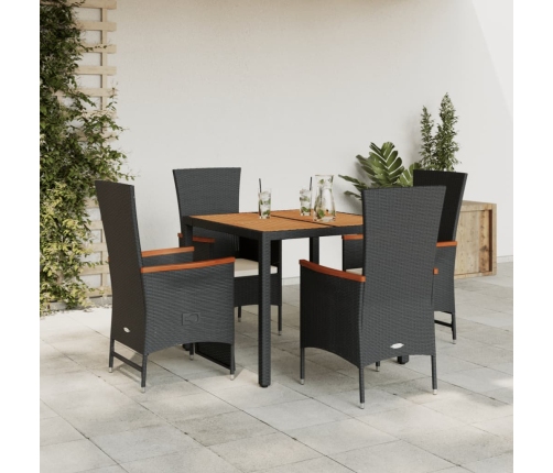 Set de muebles jardín 5 pzas con cojines ratán sintético negro