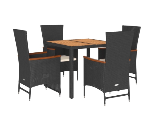 Set de muebles jardín 5 pzas con cojines ratán sintético negro