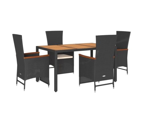Set de muebles jardín 5 pzas con cojines ratán sintético negro