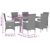 Set de comedor de jardín 7 pzas y cojines ratán sintético negro