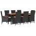 Set de comedor de jardín 9 pzas y cojines ratán sintético negro