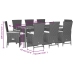 Set de comedor de jardín 9 pzas y cojines ratán sintético negro