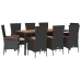 Set de comedor de jardín 9 pzas y cojines ratán sintético negro