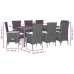 Set de comedor de jardín 9 pzas y cojines ratán sintético negro