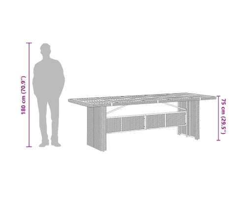 Set de comedor de jardín 9 pzas y cojines ratán sintético negro