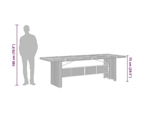 Set de comedor jardín 11 pzas con cojines ratán sintético negro