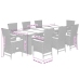 Set de comedor de jardín 9 pzas y cojines ratán sintético negro