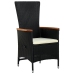 Set de comedor jardín 11 pzas con cojines ratán sintético negro