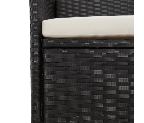 Set de comedor jardín 11 pzas con cojines ratán sintético negro