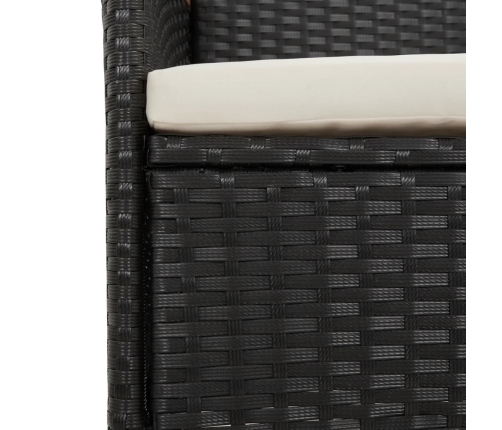 Set de comedor jardín 11 pzas con cojines ratán sintético negro