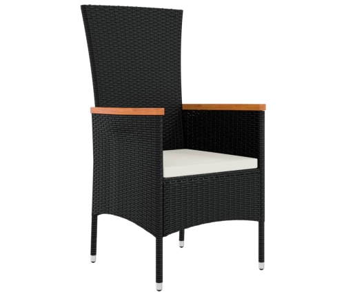 Set de comedor jardín 11 pzas con cojines ratán sintético negro