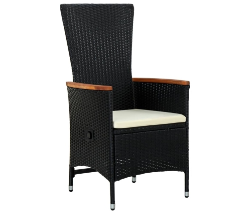 Set de comedor jardín 11 pzas con cojines ratán sintético negro