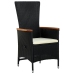 Set de comedor jardín 11 pzas con cojines ratán sintético negro