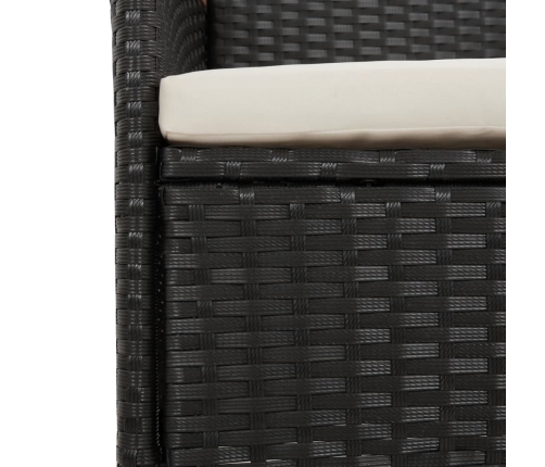 Set de comedor jardín 11 pzas con cojines ratán sintético negro