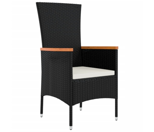 Set de comedor jardín 11 pzas con cojines ratán sintético negro