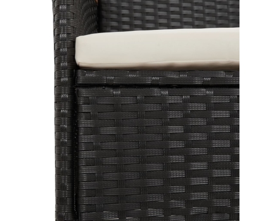 Set de comedor jardín 11 pzas con cojines ratán sintético negro