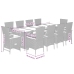 Set de comedor jardín 11 pzas con cojines ratán sintético negro