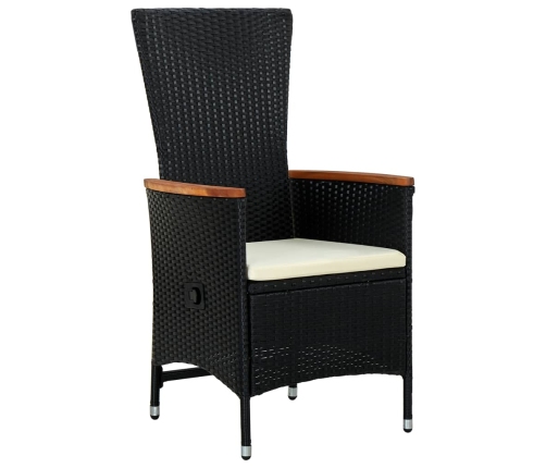 Set de comedor jardín 11 pzas con cojines ratán sintético negro