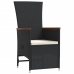 Set de comedor jardín 11 pzas con cojines ratán sintético negro