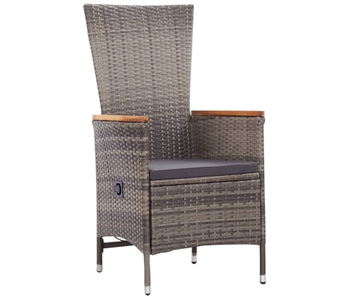 Set comedor jardín 9 pzas y cojines ratán sintético gris