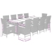 Set de comedor de jardín 11 pzas y cojines ratán sintético gris