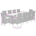 Set de comedor de jardín 11 pzas y cojines ratán sintético gris