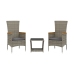 Set comedor de jardín 3 piezas con cojines ratán sintético gris