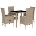 Set comedor de jardín 5 pzas con cojines ratán sintético beige