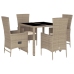 Set comedor de jardín 5 pzas con cojines ratán sintético beige