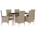 Set comedor de jardín 7 pzas con cojines ratán sintético beige