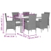 Set comedor de jardín 7 pzas con cojines ratán sintético beige