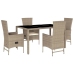 Set comedor de jardín 5 pzas con cojines ratán sintético beige