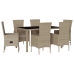 Set comedor de jardín 7 pzas con cojines ratán sintético beige