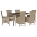 Set comedor de jardín 7 pzas con cojines ratán sintético beige