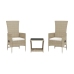 Set comedor de jardín 3 pzas con cojines ratán sintético beige