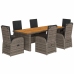Set comedor jardín 7 pzas y cojines ratán sintético gris