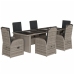 Set comedor jardín 7 pzas y cojines ratán sintético gris