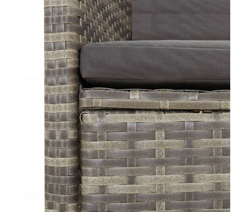 Set comedor jardín 7 pzas y cojines ratán sintético gris