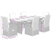 Set comedor jardín 7 pzas y cojines ratán sintético gris