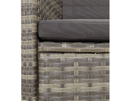 Set comedor jardín 9 pzas y cojines ratán sintético gris
