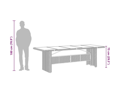 Set comedor jardín 9 pzas y cojines ratán sintético gris