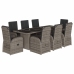 Set comedor jardín 9 pzas y cojines ratán sintético gris