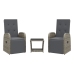 Set comedor de jardín 3 piezas con cojines ratán sintético gris