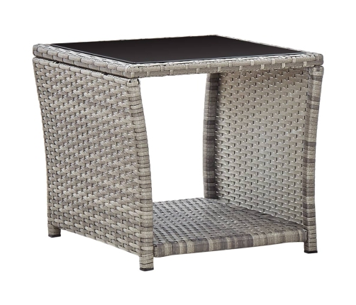 Set comedor de jardín 3 piezas con cojines ratán sintético gris